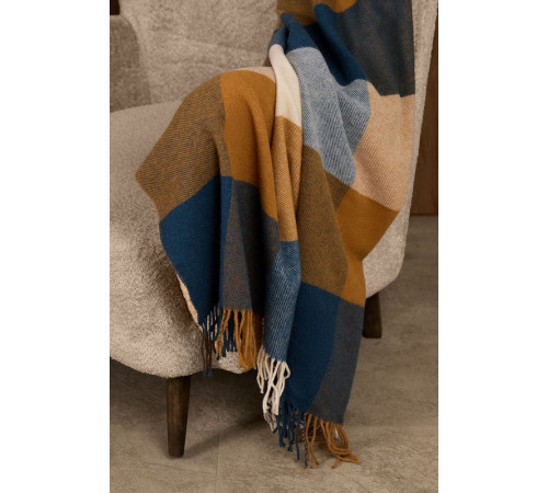 Плед Fleco, синий с коричневым