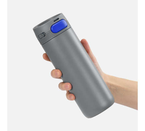 Термостакан X1 с цветной кнопкой, серый с синим