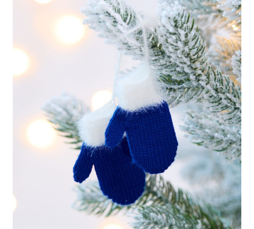 Подвеска на елку «Вьюжка», варежки, синяя