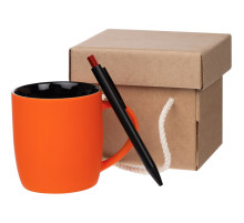 Набор Color Block: кружка и ручка, оранжевый с черным