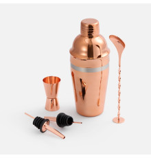 Набор для приготовления коктейлей Pourpour, медный с серебристой линией