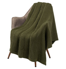 Плед Shirr, зеленый (оливковый)