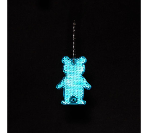 Пешеходный светоотражатель с цепочкой «Мишка», синий