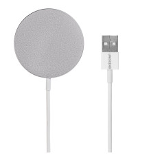 Беспроводное зарядное устройство с магнитами Magmate, серебристое