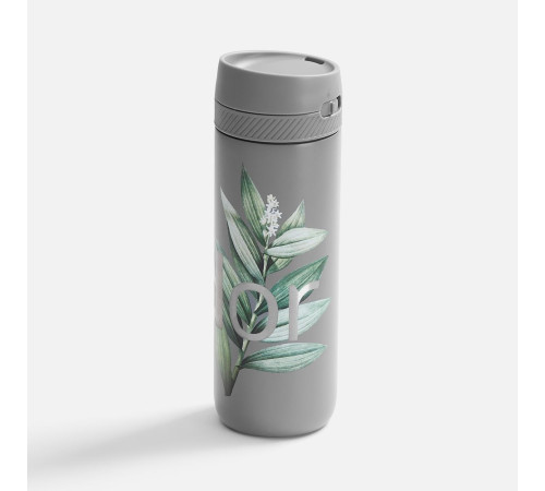 Термостакан X1 с цветной кнопкой, серый с оранжевым