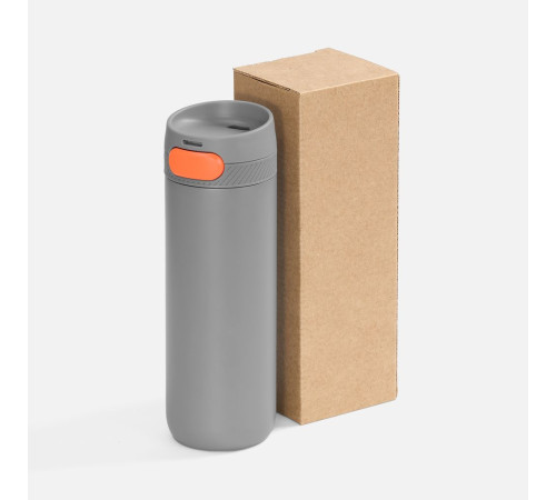 Термостакан X1 с цветной кнопкой, серый с оранжевым