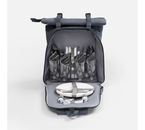 Набор для пикника Picnivo на 4 персоны, темно-серый меланж