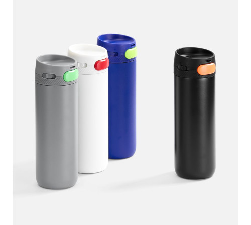 Термостакан X1 с цветной кнопкой, черный с оранжевым