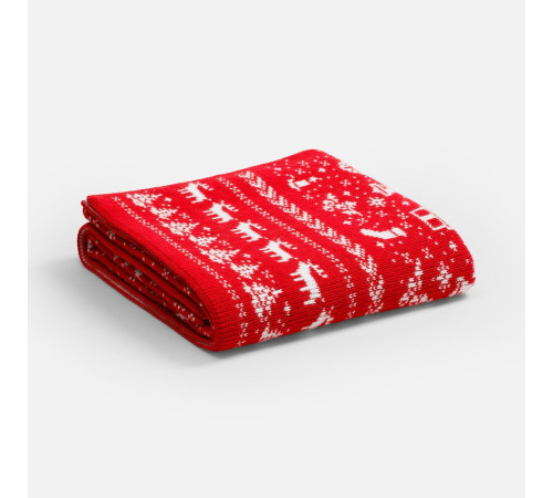 Плед Holidale, красный с молочным