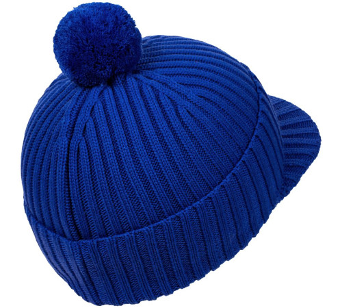 Вязаная шапка с козырьком Peaky, синяя (василек)