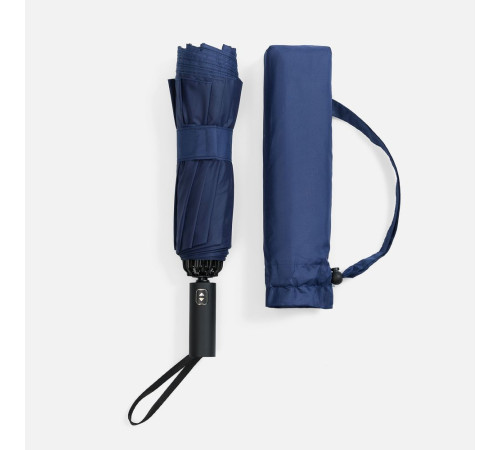 Зонт обратного сложения twoGether с двойным куполом, темно-синий