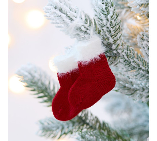 Подвеска на елку «Вьюжка», носочки, красная