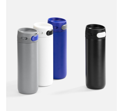 Термостакан X1 с цветной кнопкой, серый с оранжевым