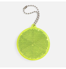 Пешеходный светоотражатель с цепочкой «Круг», неон-желтый
