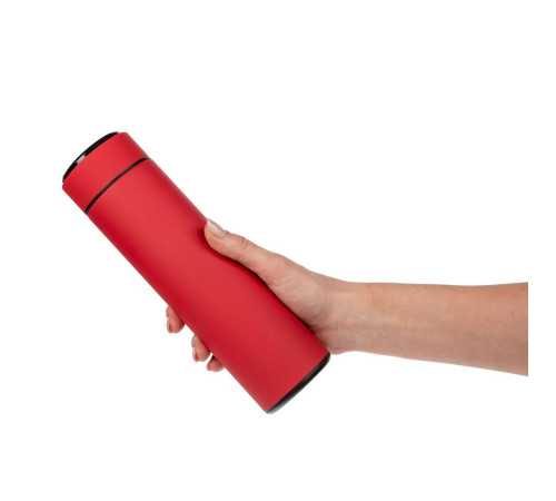 Смарт-бутылка с заменяемой батарейкой Long Therm Soft Touch, красная