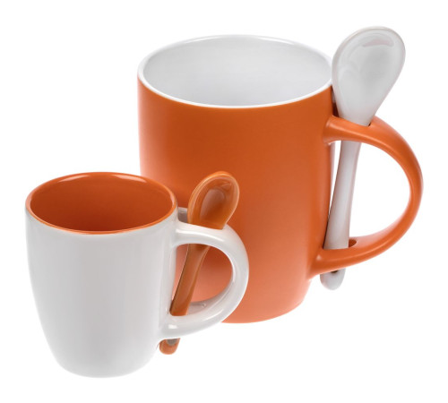 Кофейная кружка Pairy с ложкой, белая с красной