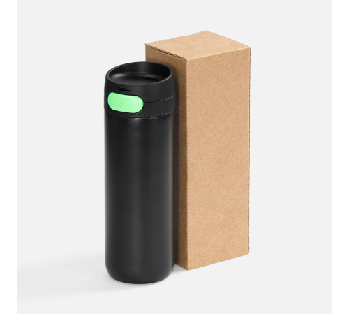 Термостакан X1 с цветной кнопкой, черный с зеленым