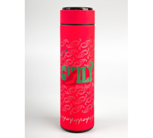 Смарт-бутылка с заменяемой батарейкой Long Therm Soft Touch, красная