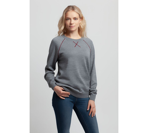 Джемпер Stitch с контрастной отделкой, серый с бордовым