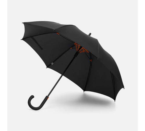 Зонт-трость Hidecolor с цветными спицами, черный с оранжевым