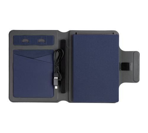 Органайзер с блокнотом и аккумулятором Oiro, синий