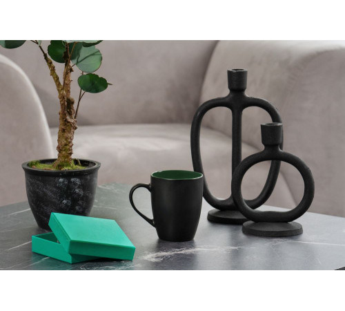 Кружка Bright Tulip, матовая, черная с зеленым