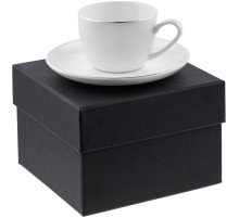 Кофейная пара Select, белая с серебристой отводкой