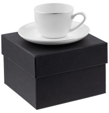 Кофейная пара Select, белая с серебристой отводкой