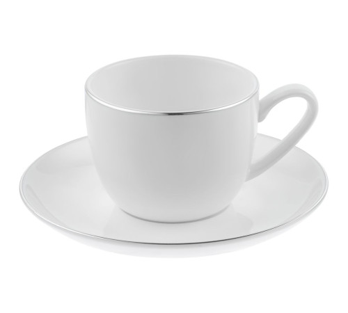 Кофейная пара Select, белая с серебристой отводкой