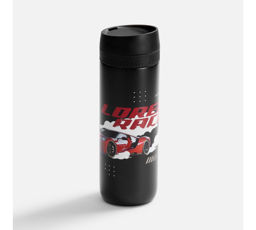 Термостакан X1 с цветной кнопкой, черный с оранжевым