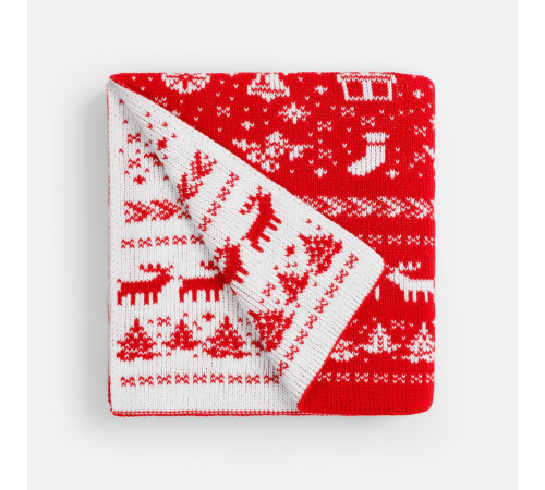 Плед Holidale, красный с молочным