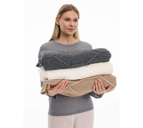 Плед Curve Verve, молочно-белый