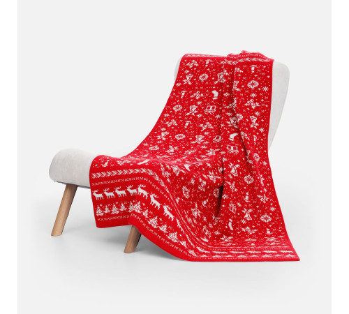 Плед Holidale, красный с молочным