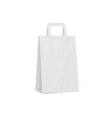 Крафт пакет белый с плоскими ручками