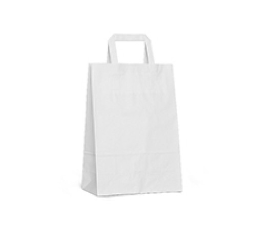 Крафт пакет белый с плоскими ручками