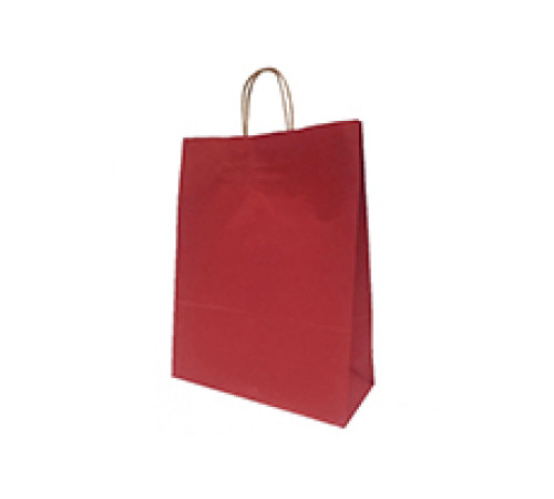 Крафт пакет красный с кручеными ручками